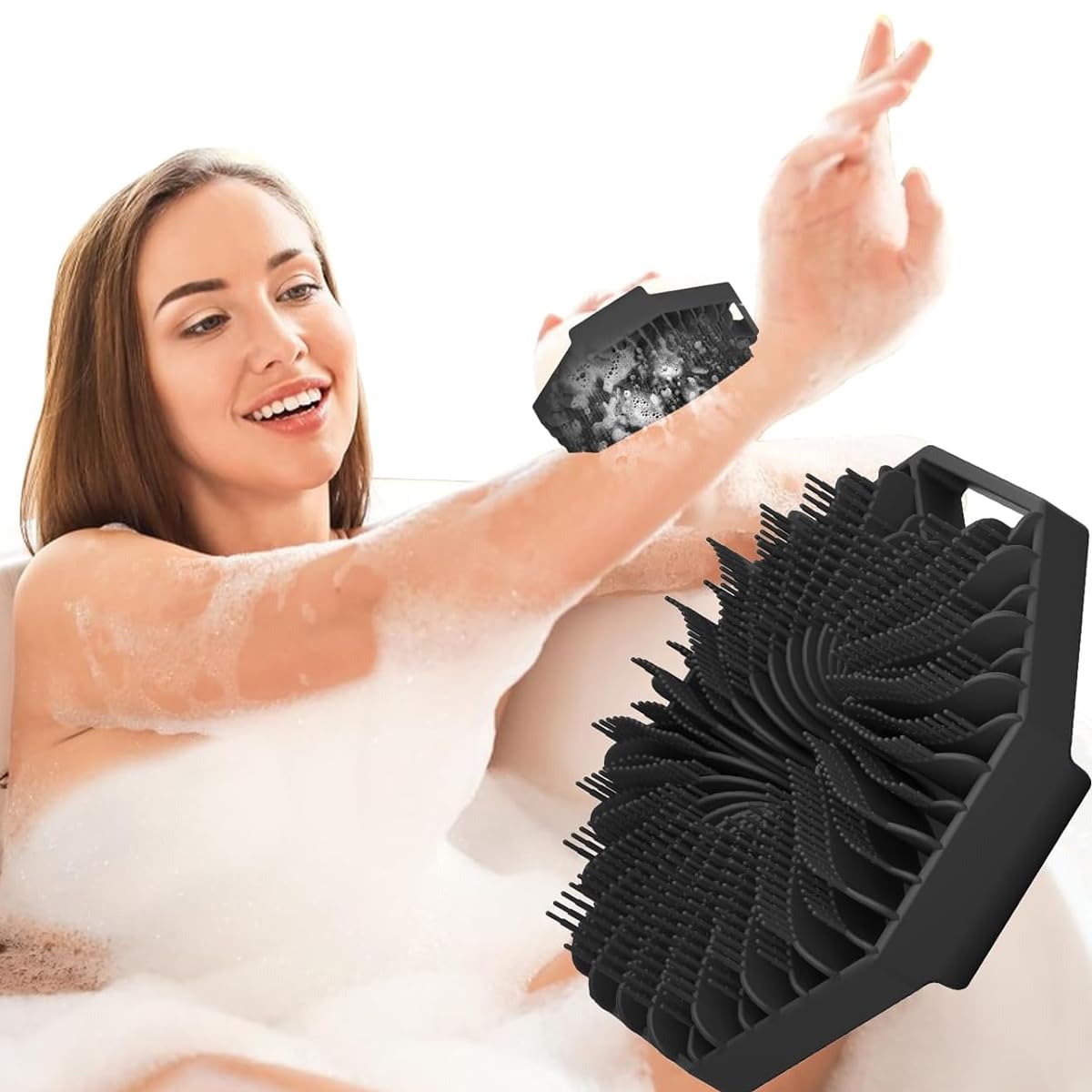 MAYCREATE Silicone Body Scrubber, Exfoliating Body Scrubber for Sensitive Skin, Soft Massage Body, More Hygienic Than Traditional Loofah, Gentle Exfoliating for Sensitive Skin, Black MAYCREATE Silicone Body Scrubber, Exfoliating Body Scrubber for Sensitive Skin, Soft Massage Body, More Hygienic Than Traditional Loofah, Gentle Exfoliating for Sensitive Skin, Black